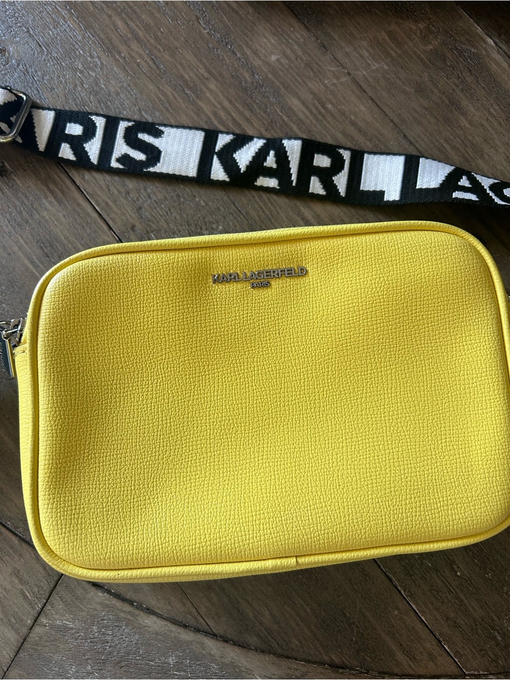 Karl Lagerfeld Yellow Crossbody Camera Bag with Logo Strap